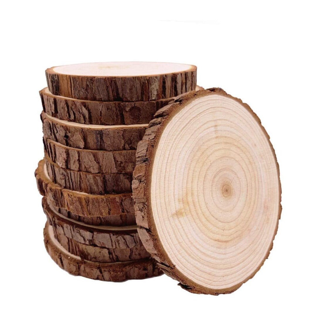 Unfinished Natural With Tree Bark Wood Slices 10 Pcs 4.24.7 Etsy