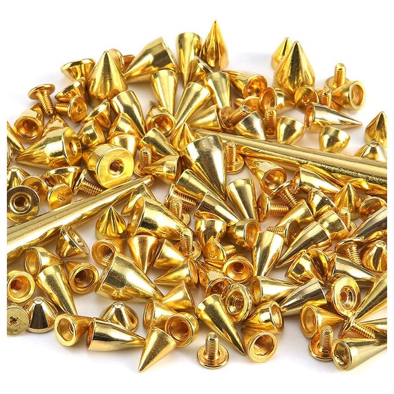 Mixed Shape Spikes and Studs Assorted Sizes Spike Studs for Clothing Gold  Color Screw Back Bullet Cone Studs and Spikes Rivet 