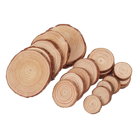 unfinished natural wood slices circles with