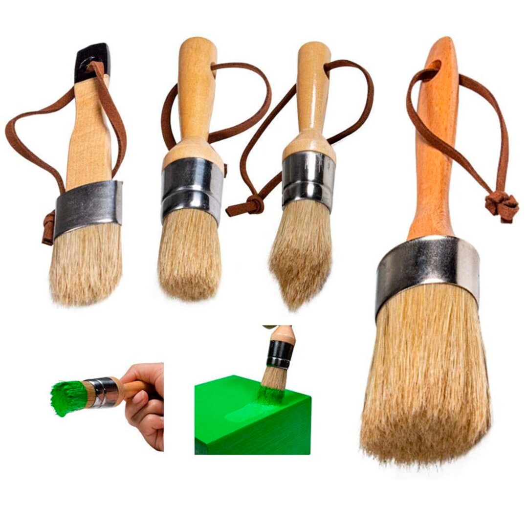 Chalk Paint Brush Set,4 Pieces Chalk & Wax Furniture Stencil Brushes