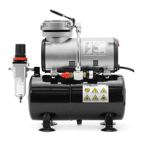Twin Cylinder Piston Airbrush Air Compressor with Air Storage Tank