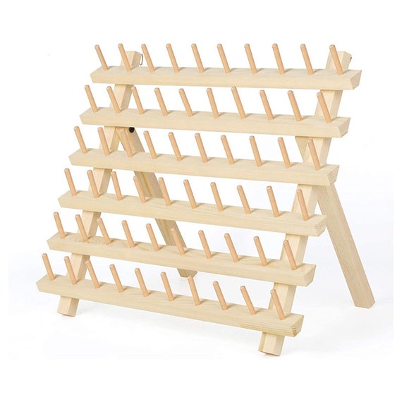 60-spool Thread Rack, Wooden Thread Holder Sewing Organizer for