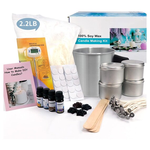 Candle Making Kit, DIY Candle Making Supplies Include Soy Wax,Wicks,  Melting Pot,Candle tins, Scents,Dyes, Sticker for DIY Scented Candles 
