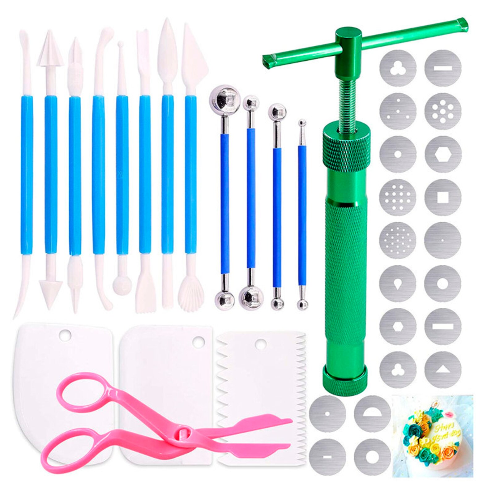 37 Pieces Clay Fondant Extruder Cake Decorating Supplies Sugar Etsy