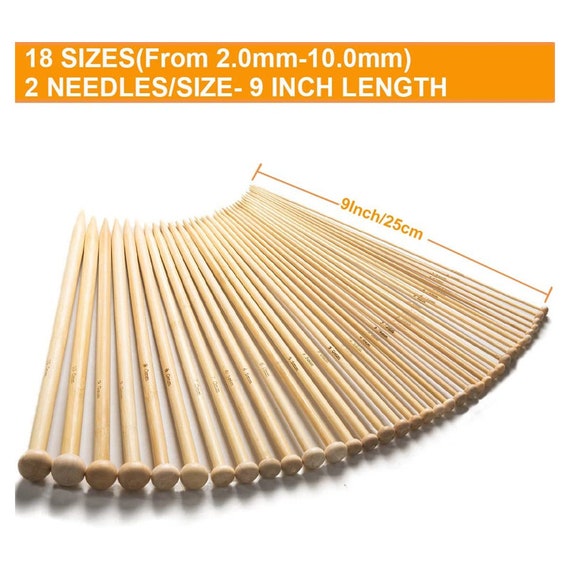 36PCS Bamboo Knitting Needles Set,betybedy Single Pointed Knitting