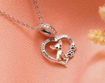 Collar de Chihuahua de plata de ley 925, regalo personalizado para amantes de los perros o recuerdo para quienes han perdido a su mascota.