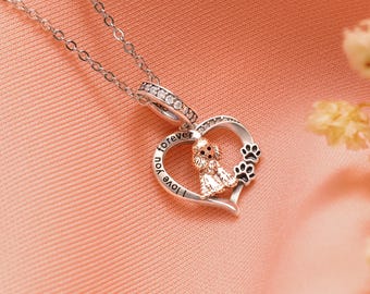 Collar con forma de corazón de caniche en plata de ley 925, regalo de joyería personalizado para amantes de los perros - Memorial para mascotas fallecidas