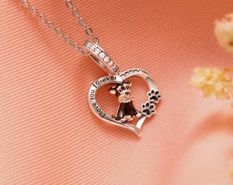Collar Schnauzer de plata de ley 925, regalo personalizado para mamás perrunas, joyería para cachorros recién nacidos - recuerdo conmemorativo