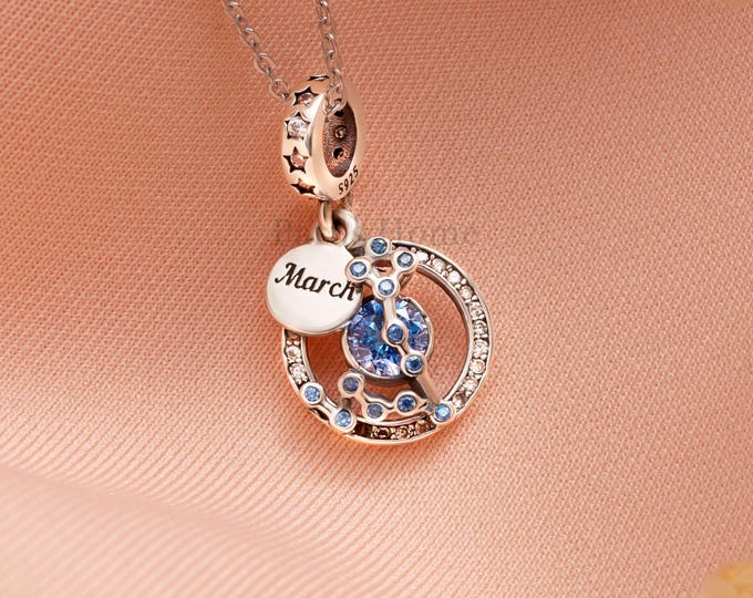 Pisces Necklace | 925 Silver March Birthstone Pendant – Personalised Astrology Zodiac Jewelry Keepsake