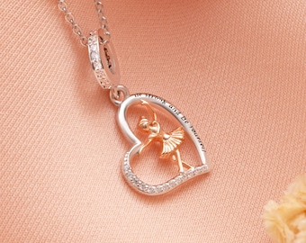 Ballerina Necklace 925 Sterling Silver, Personalised Ballet Dancer Gift - Dance Studio Recital Pendant Keepsake