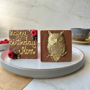 Chocolate Owl, Personalised Birthday Gift, Woodland Bird, Zoo Present