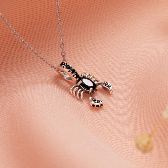 Black Scorpion Necklace 925 Sterling Silver, Personalised Gothic Jewelry Gift - Astrology Scorpio Zodiac Pendant