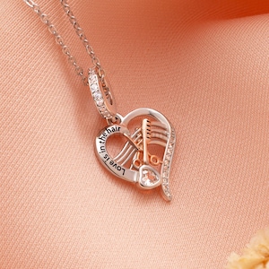 Hairdressing Necklace 925 Sterling Silver Scissors, Birthday Gift Hair Stylist Pendant Personalised CZ