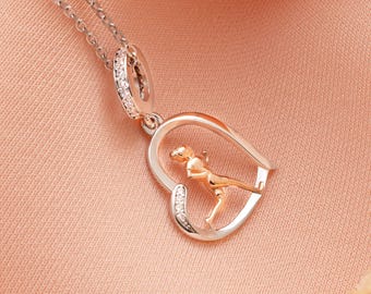Runner Necklace Sterling Silver & Rose Gold, Sport Gym Jewelry - Personalised Birthday Gift for Her