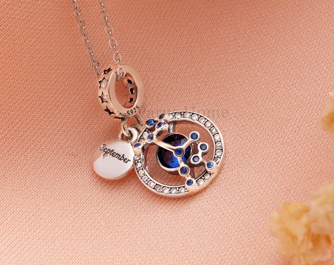 Virgo Necklace September Birthstone – 925 Silver Zodiac Pendant, Astrology Birthday Gift for Her