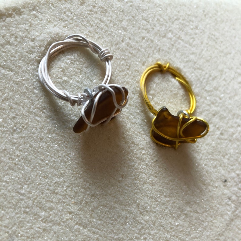 Brown Sea Glass Ring