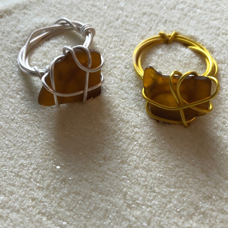 Brown Sea Glass Ring