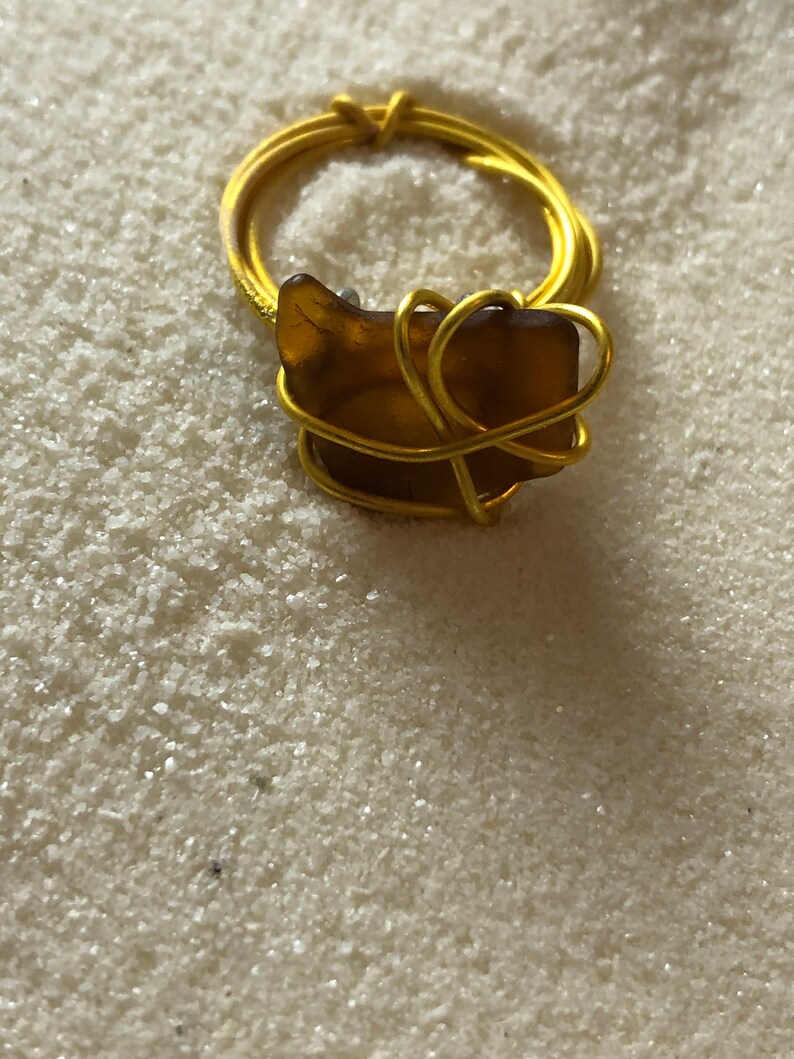 Brown Sea Glass Ring