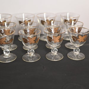 Conjunto de 12 copos vintage Libbey Gold Foliage Fall Leaf