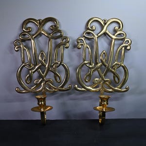 Juego de candelabros de pared de latón vintage