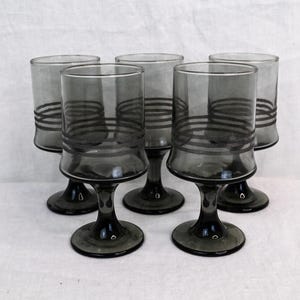 Bicchieri da vino vintage MCM Smoke Grey Libbey, set da 5