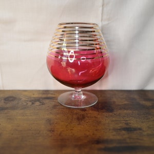 Vintage Mid-Century atomar geblasenes Cranberry- und Goldlaugenglas