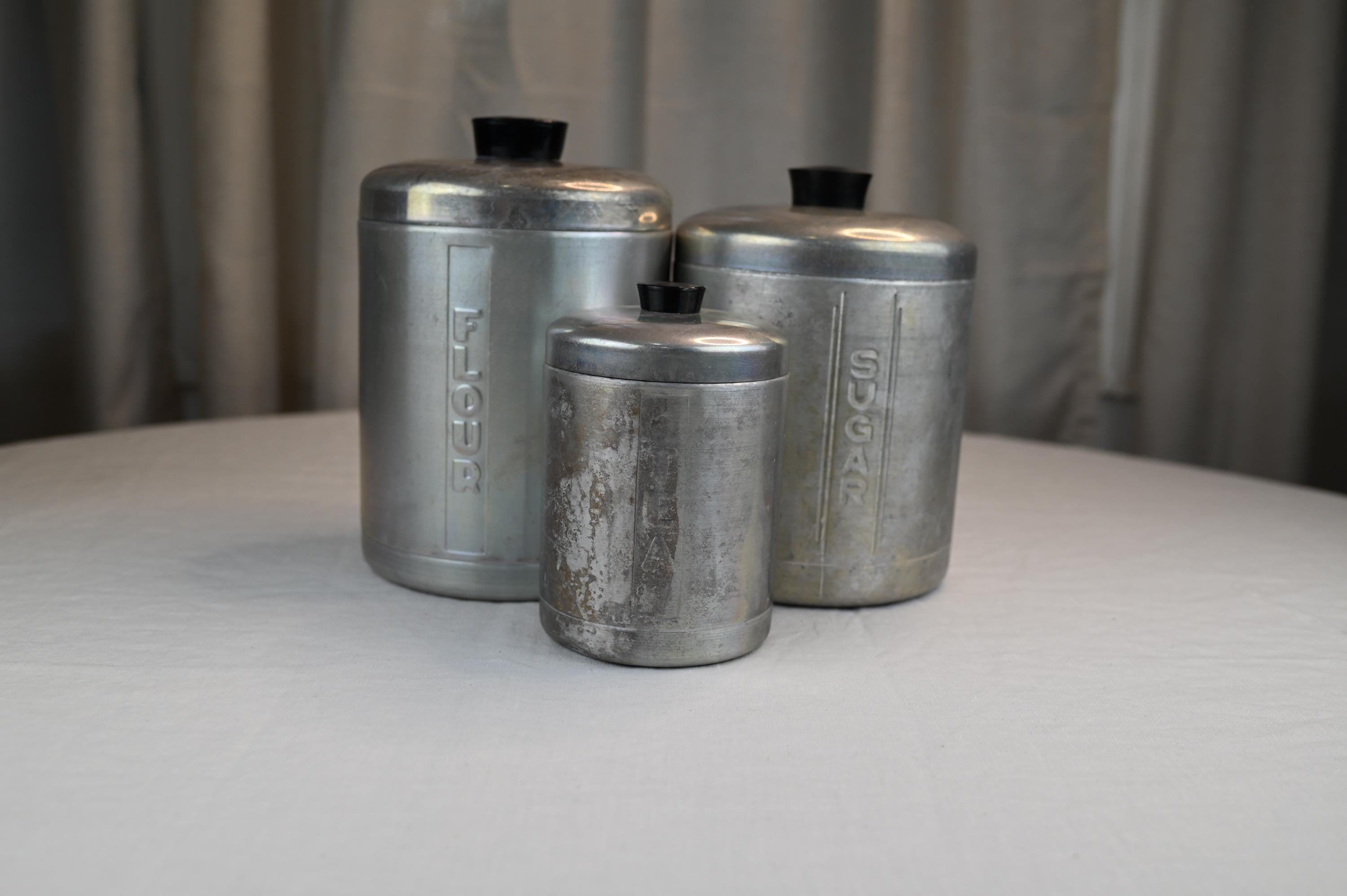 ヴィンテージアルミスチールマスターズキャニスター3個セット - Etsy 日本