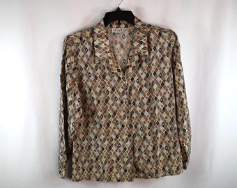 Vintage Stunt Seidenbluse Größe Medium