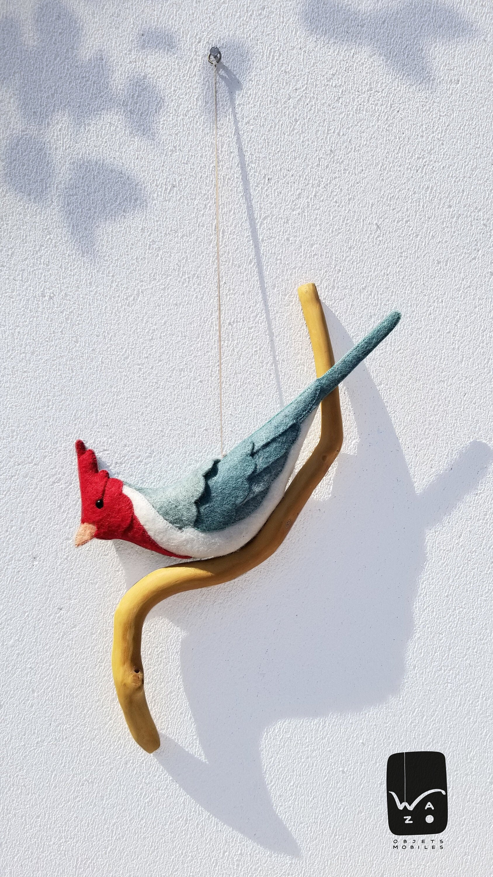 Oiseau Paro Penché. Suspension Murale Oiseau en Feutrine