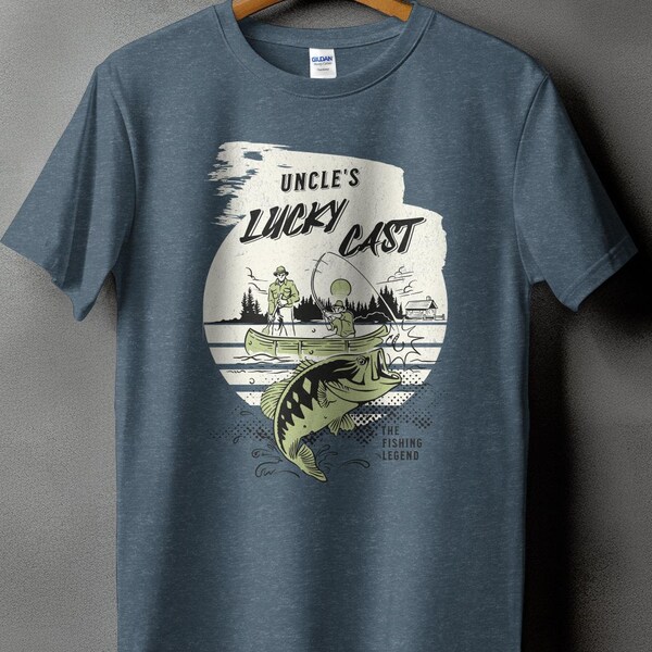 Uncle's Lucky Cast T-Shirt, Vintage Fishing Graphic Tee, Retro Fisherman Gift, Outdoor Adventure Apparel