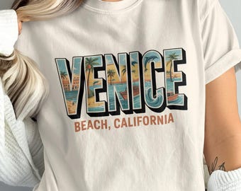 Venice Beach Retro Surf Tee: Comfort Colors Vintage Travel Shirt