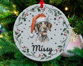 Custom Pointer Dog Ornament, Personalized Christmas Pet Keepsake