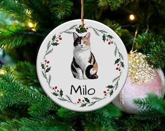 Personlig Calico Cat Ornament: Anpassad minnessak för husdjur