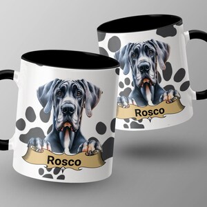 Great Dane Dog Custom Name Mug, Personalized Pet Lover Gift, Dog Breed Coffee Cup, Customizable Dog Name, Unique Dog Owner Present