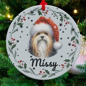 Personalized Lowchen Dog Christmas Ornament, Custom Pet Keepsake