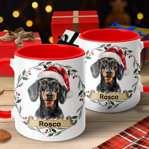 Dachshund Christmas Mug Custom Name Personalized Dog Lover Gift Holiday Mug Dog Breed Mug Cute Dog Mug Gift for Him or Her