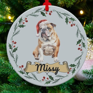 Custom Bulldog Christmas Ornament, Personalized Bulldog Holiday Decor, Cute Bulldog Christmas Gift, Dog Lovers Ornament