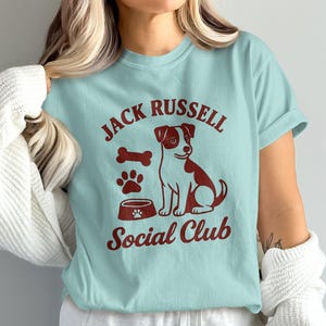 Jack Russell T-Shirt, Dog Social Club Tee, Puppy Lover Gift, Canine Breed Shirt, Cute Dog Clothes, Dog Bone Paw Print Shirt, Dog Graphic Tee