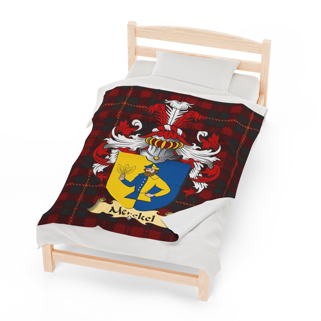 Merckel Surname German Blanket, Personalized German Coat of Arms