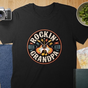 Rockin&#39; Grandpa T-Shirts, Musician Grandpa Tees, Guitar T-Shirts, Grandpa Gifts, Rock and Roll Tees, Fathers Day Gifts
