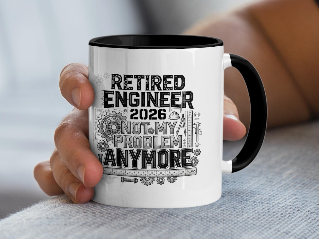 Engineering Retirement Sign Premium Retired Engineer 2026 Accent Mug, Funny Retirement Gift for ...