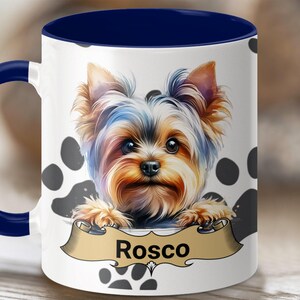 Yorkshire Terrier custom dog name mug, personalized pet lover gift, unique dog breed coffee cup, customer chooses dog name