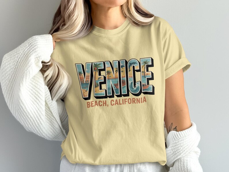 Venice Beach California T-Shirt, California Graphic Tee, Venice Beach Retro Shirt, Summer Vacation Top, West Coast Travel Shirt