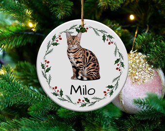 Personalized Bengal Cat Ornament: Custom Pet Memorial Keepsake