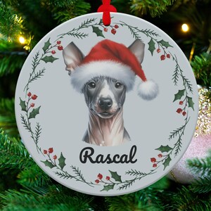 American Hairless Terrier custom ornament, personalized dog Christmas ornament, pet lover holiday decoration, custom pet gift