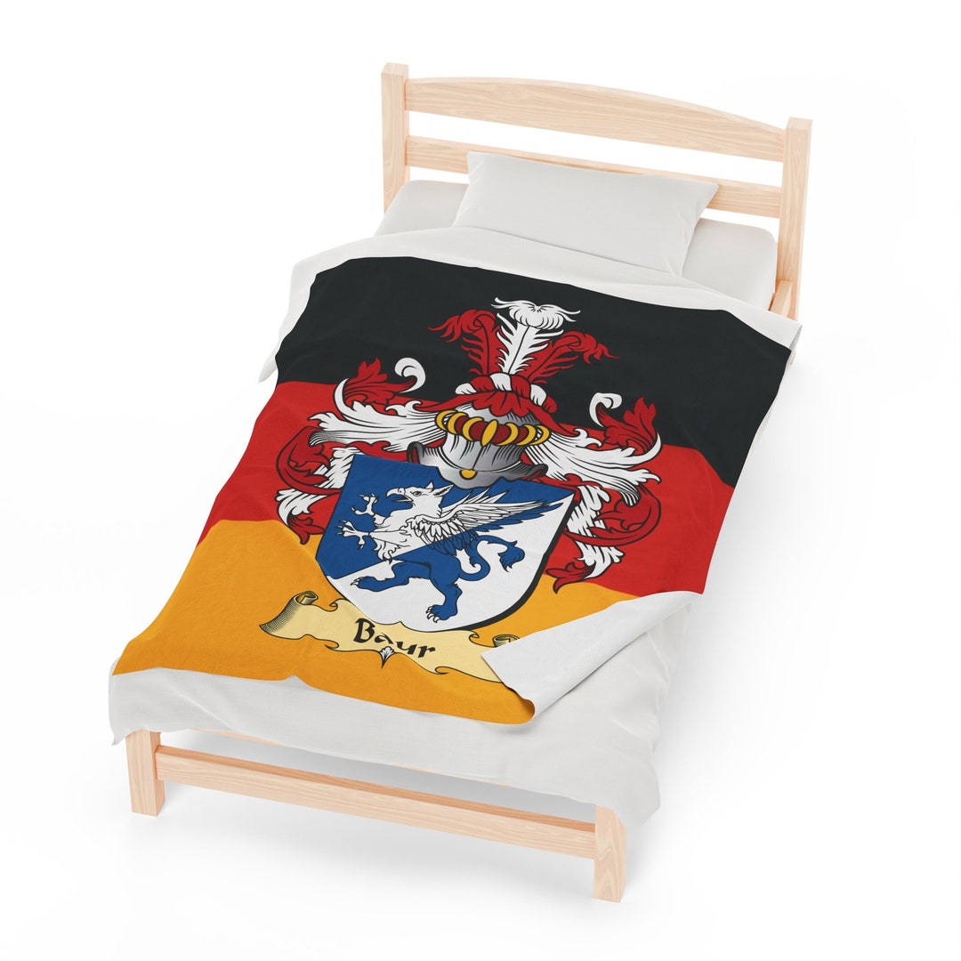 Baur Surname German Blanket, Personalized German Coat of Arms Blanket