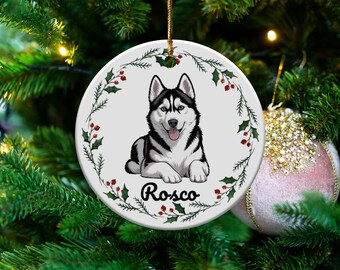 Personalized Siberian Husky Ornament: Custom Dog Christmas Decoration