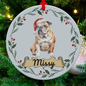 Custom Bulldog Christmas Ornament, Personalized Bulldog Holiday Decor, Cute Bulldog Christmas Gift, Dog Lovers Ornament