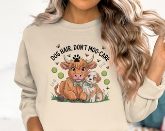 Comfort Colors Highland Cow T-Shirt Dog Hair Dont Moo Care Gildan Sweatshirts Comfort Colors T-Shirt Highland Cow Graphic Tee