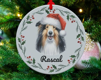 Bearded Collie Ornament, Custom Dog Christmas Decoration, Pet Memorial Gift